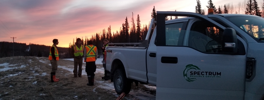 Safety First. An operational fuel management crew in Mackenzie, British Columbia, starts their day with a thorough safety tailgate round table, led by site supervisor Jennifer Davy, before heading into the bush.